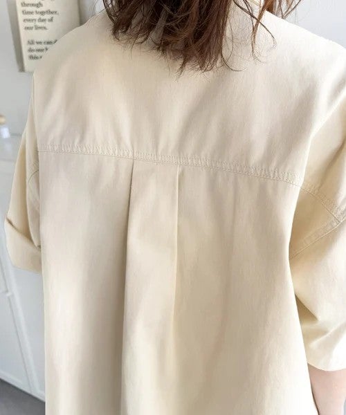 Classical Elf 《JaVaジャバコラボ》さらっとプラス1枚の大人カジュアル♪綿100%ライトオンスデニム素材袖ロールアップシャツ(半袖)商品画像-36