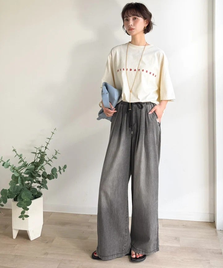 Classical Elf　《JaVa ジャバコラボ》まるで呼吸するような軽やかさ。綿100％シワ加工デニム2タックイージーパンツ商品画像-16