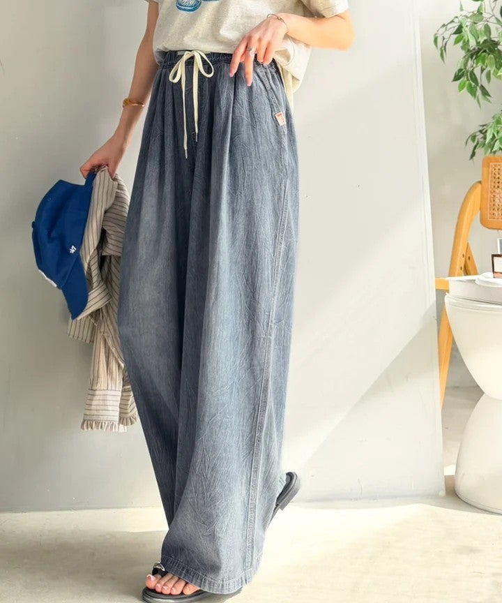 Classical Elf　《JaVa ジャバコラボ》まるで呼吸するような軽やかさ。綿100％シワ加工デニム2タックイージーパンツ商品画像-20