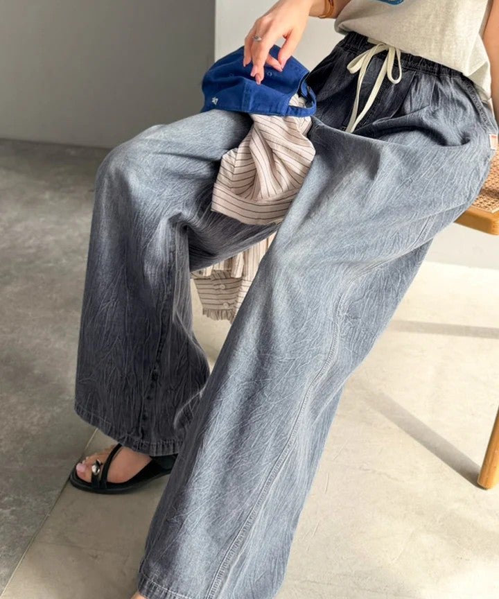 Classical Elf　《JaVa ジャバコラボ》まるで呼吸するような軽やかさ。綿100％シワ加工デニム2タックイージーパンツ商品画像-22