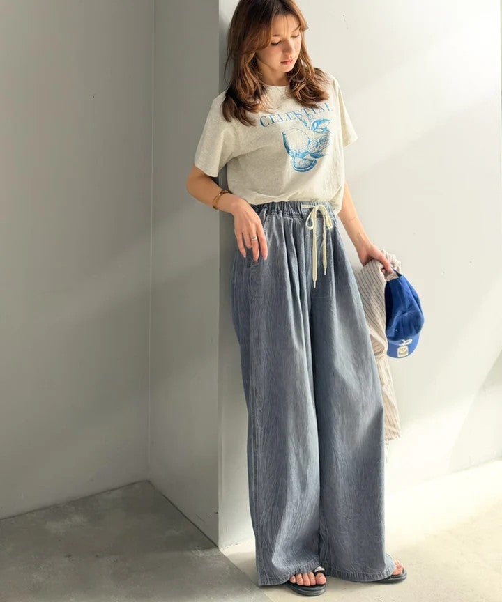 Classical Elf 《JaVa ジャバコラボ》まるで呼吸するような軽やかさ。綿100%シワ加工デニム2タックイージーパンツ商品画像-25