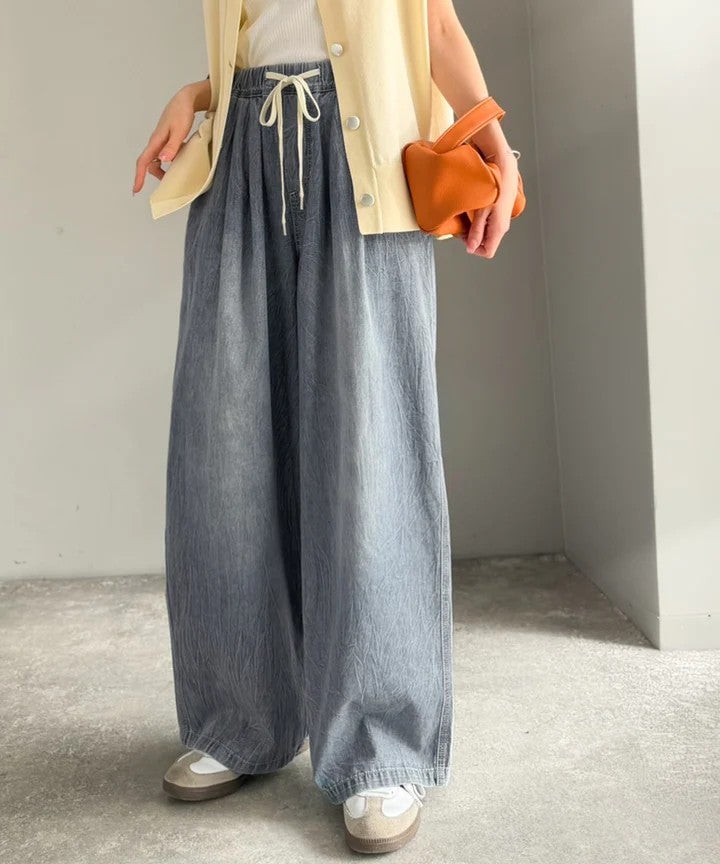 Classical Elf　《JaVa ジャバコラボ》まるで呼吸するような軽やかさ。綿100％シワ加工デニム2タックイージーパンツ商品画像-28