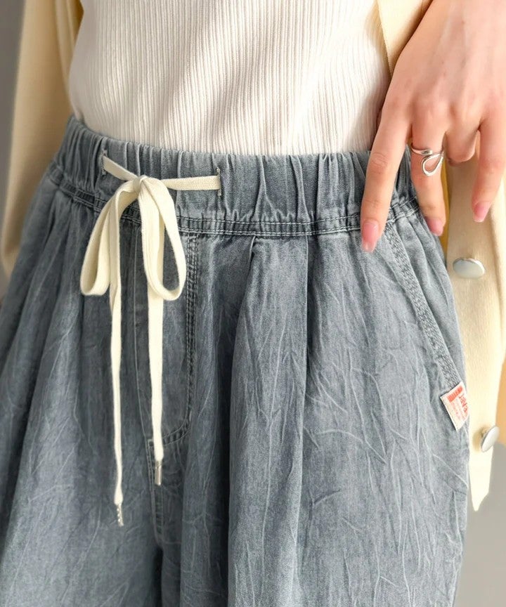 Classical Elf　《JaVa ジャバコラボ》まるで呼吸するような軽やかさ。綿100％シワ加工デニム2タックイージーパンツ商品画像-30