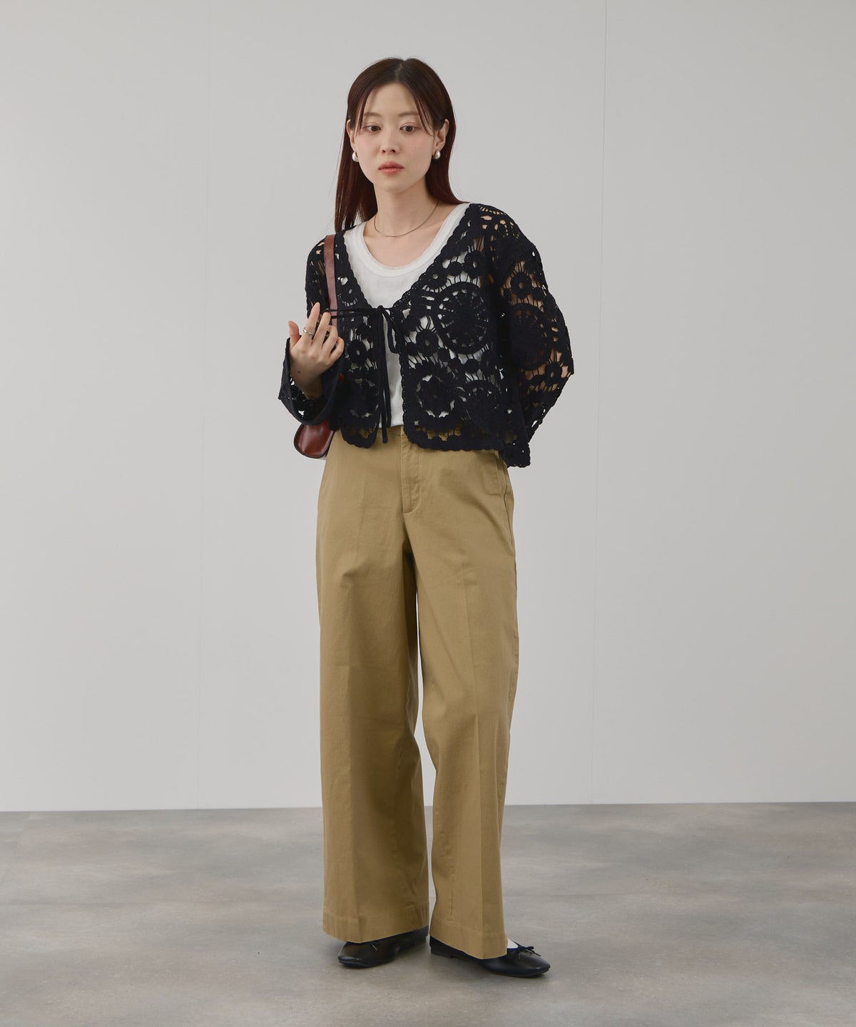 Free Nature フラワーモチーフクロシェ編みカーディガン レディース