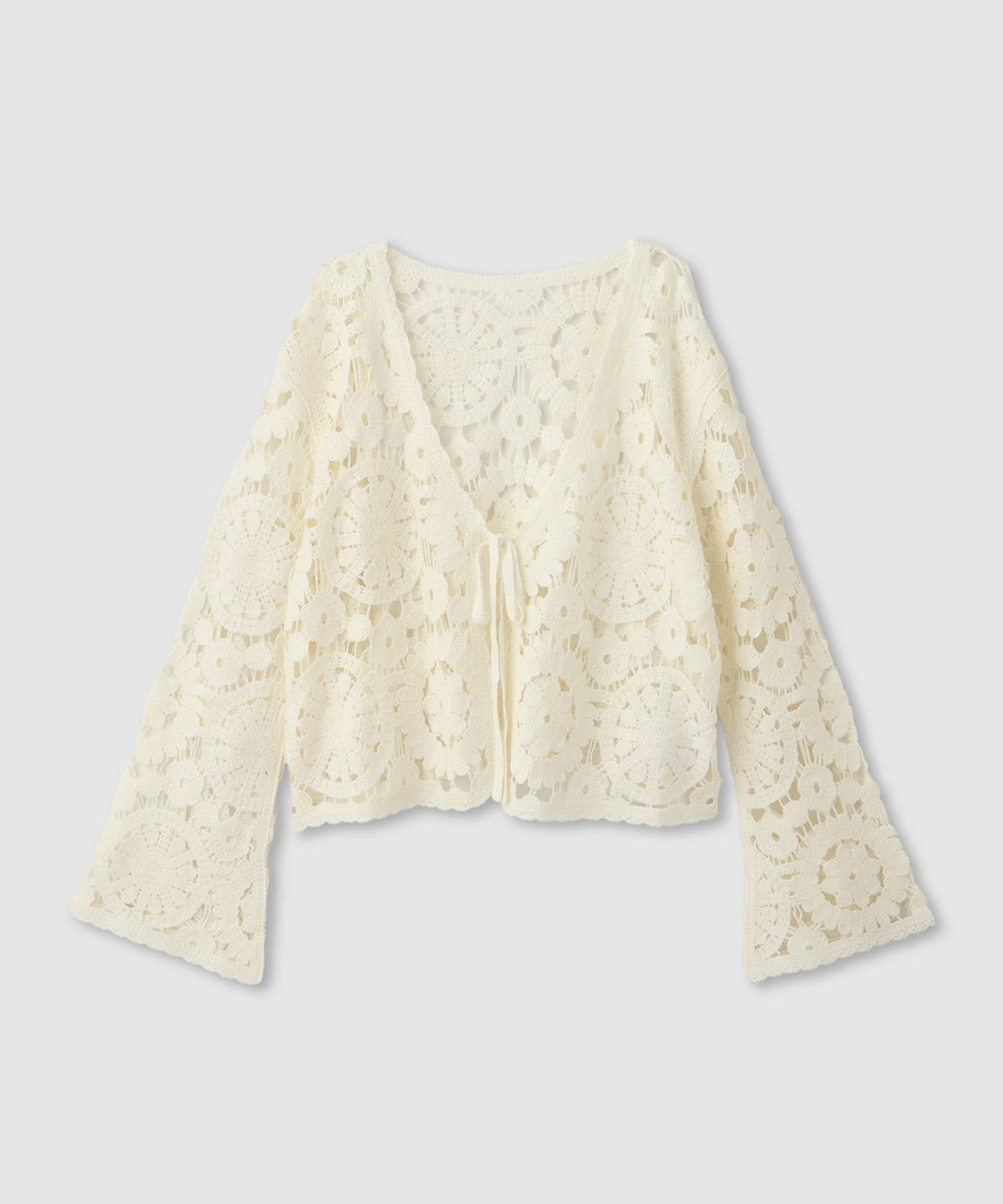 Free Nature フラワーモチーフクロシェ編みカーディガン レディース