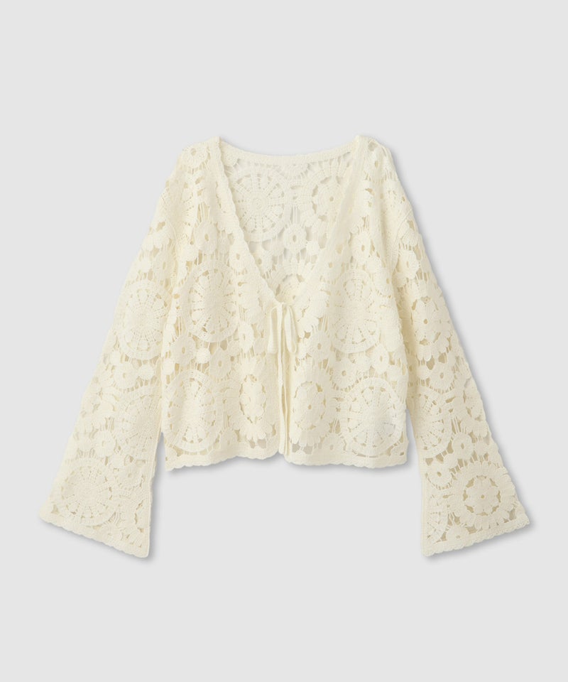 Free Nature フラワーモチーフクロシェ編みカーディガン レディース商品画像-12