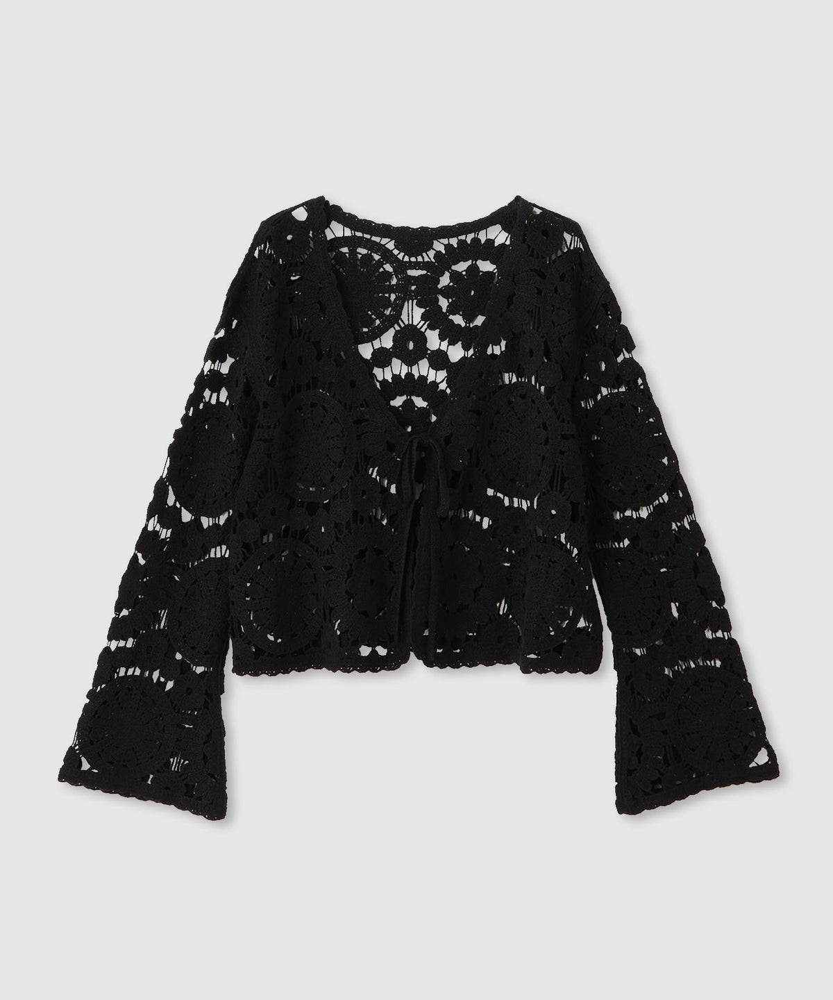 Free Nature フラワーモチーフクロシェ編みカーディガン レディース