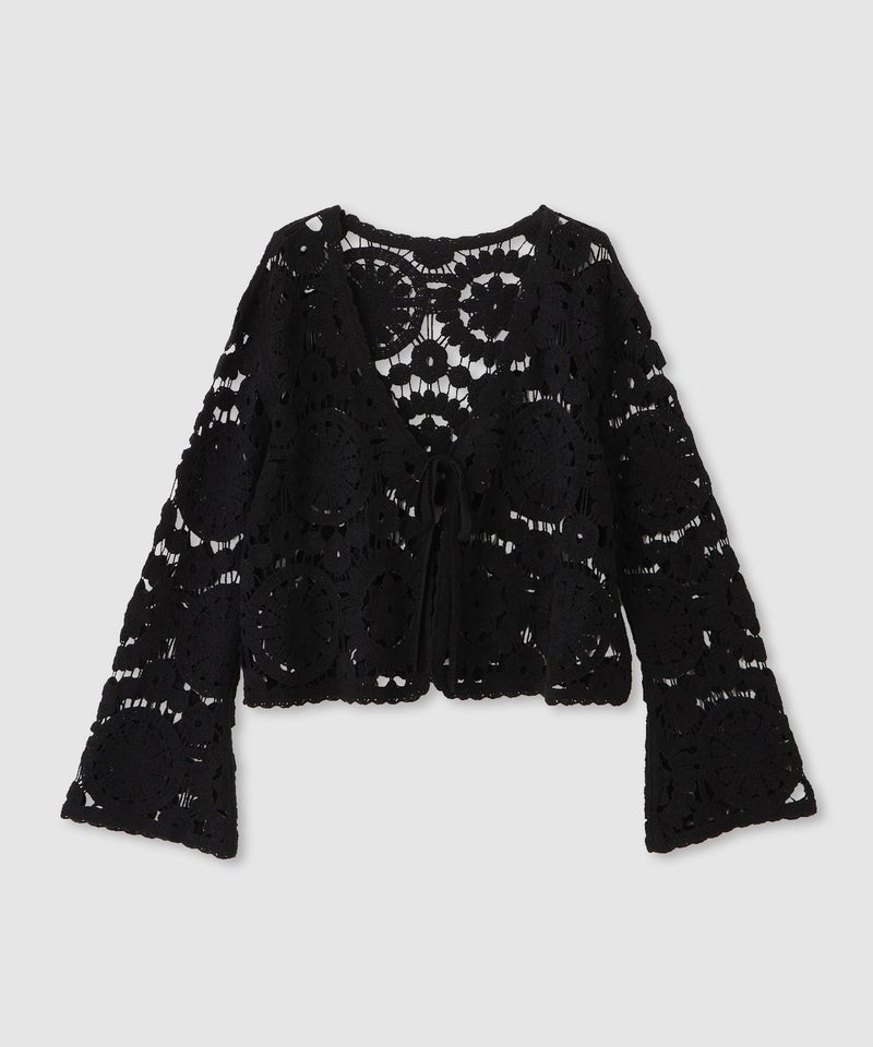 Free Nature  フラワーモチーフクロシェ編みカーディガン レディース商品画像-13