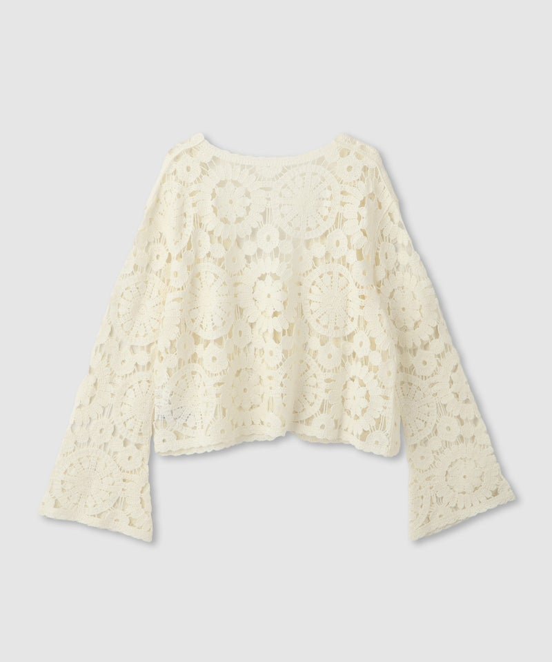 Free Nature  フラワーモチーフクロシェ編みカーディガン レディース商品画像-14