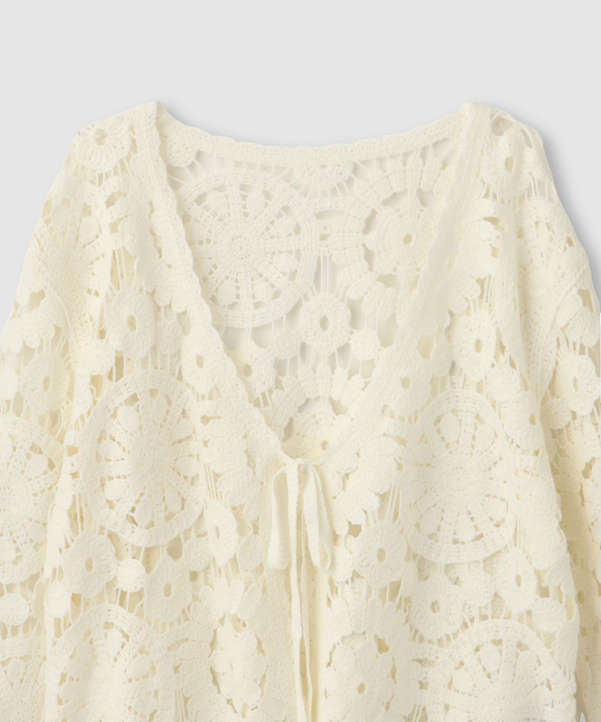 Free Nature フラワーモチーフクロシェ編みカーディガン レディース