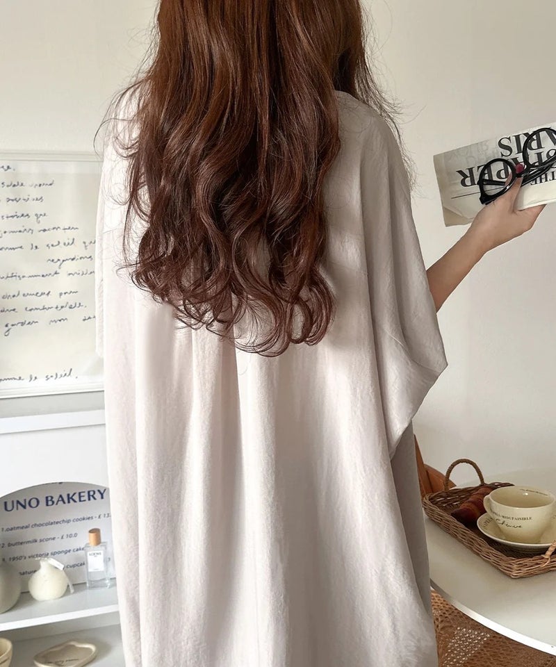 Classical Elf【UVカット・防シワ・吸水速乾・接触冷感機能付き】一枚で視線をさらう。バンドカラービッグチュニックシャツ(半袖)商品画像-27