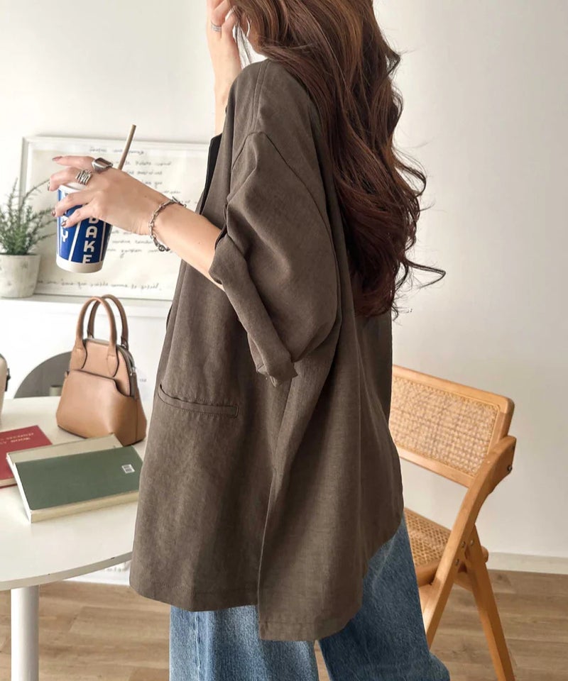 Classical Elf【UVカット・防シワ・接触冷感・吸水速乾機能付き】デイリーにもオフィスにも。ビッグシルエットハーフスリーブダブルジャケット(半袖)商品画像-24