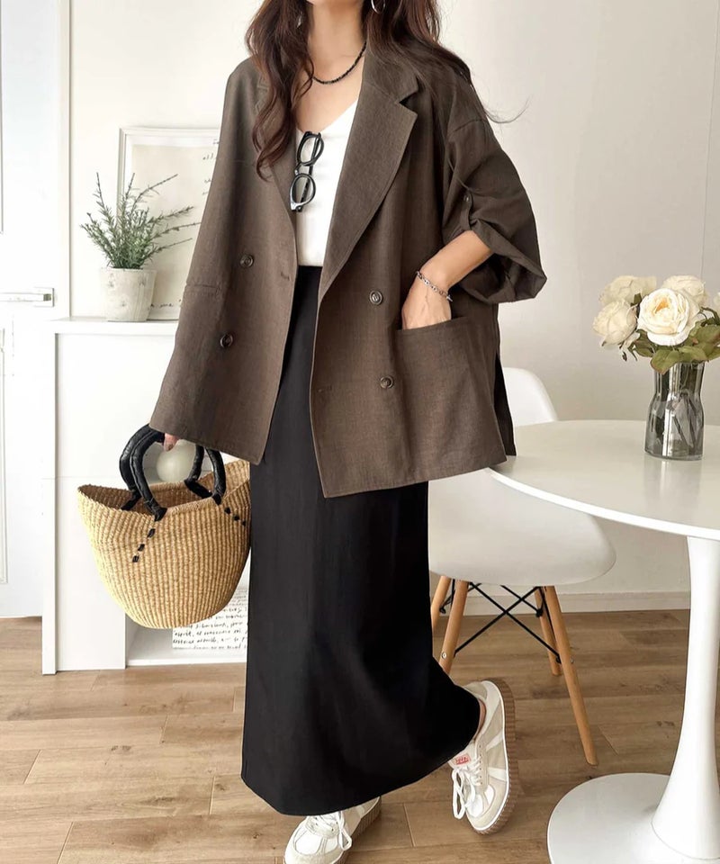 Classical Elf【UVカット・防シワ・接触冷感・吸水速乾機能付き】デイリーにもオフィスにも。ビッグシルエットハーフスリーブダブルジャケット(半袖)商品画像-25