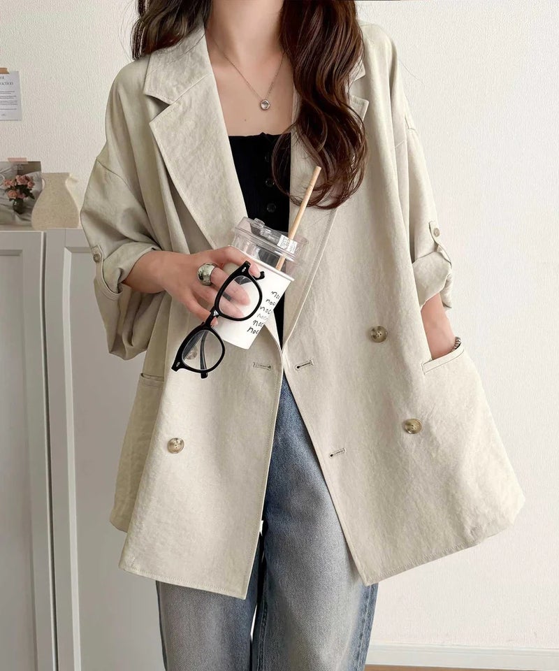 Classical Elf【UVカット・防シワ・接触冷感・吸水速乾機能付き】デイリーにもオフィスにも。ビッグシルエットハーフスリーブダブルジャケット(半袖)商品画像-29