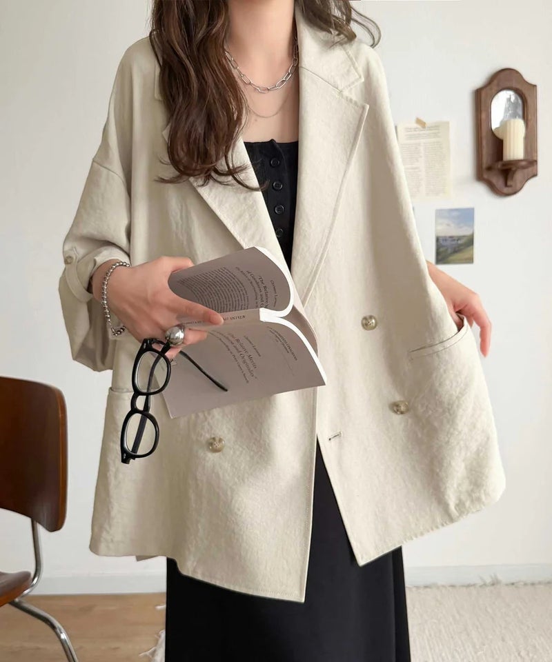 Classical Elf【UVカット・防シワ・接触冷感・吸水速乾機能付き】デイリーにもオフィスにも。ビッグシルエットハーフスリーブダブルジャケット(半袖)商品画像-31