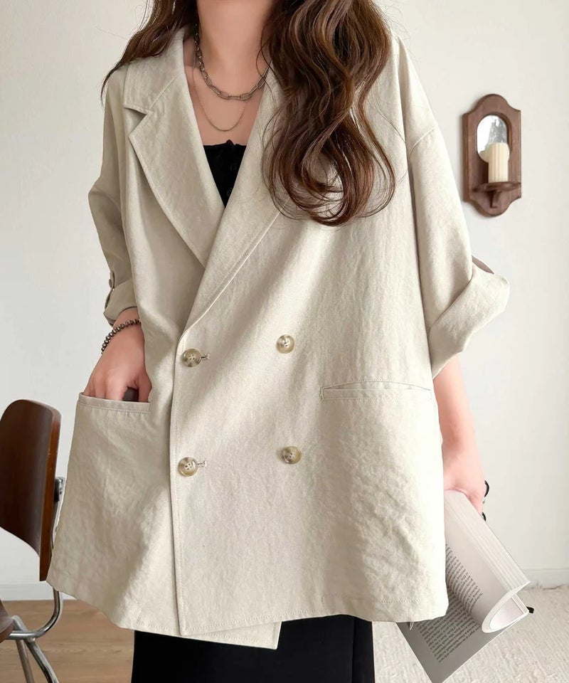 Classical Elf【UVカット・防シワ・接触冷感・吸水速乾機能付き】デイリーにもオフィスにも。ビッグシルエットハーフスリーブダブルジャケット(半袖)商品画像-32