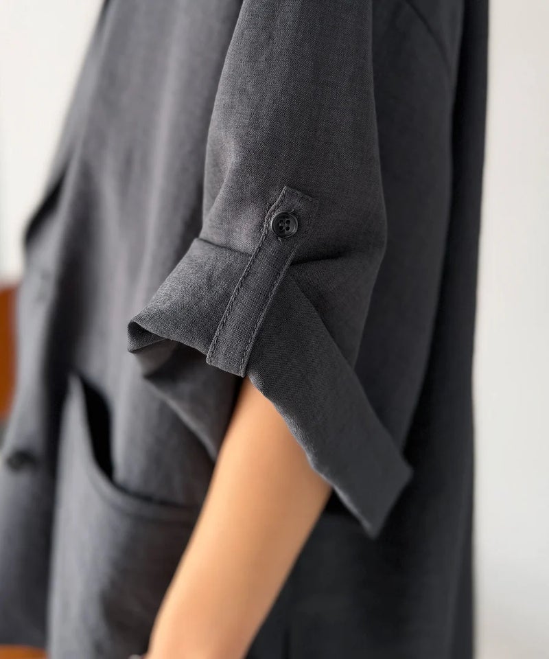 Classical Elf【UVカット・防シワ・接触冷感・吸水速乾機能付き】デイリーにもオフィスにも。ビッグシルエットハーフスリーブダブルジャケット(半袖)商品画像-37