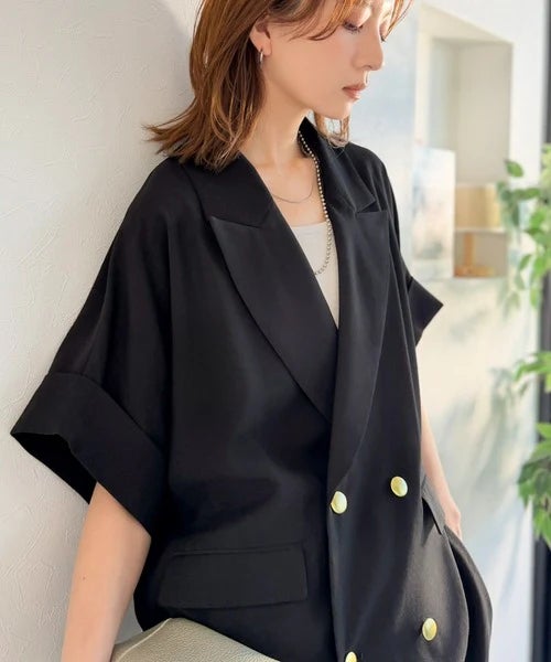 Classical Elf きちんと感も、抜け感も。夏に着られるテーラード。ショートスリーブオーバーサイズジャケット(半袖)商品画像-1