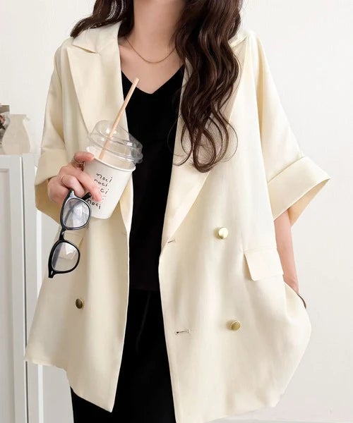 Classical Elf きちんと感も、抜け感も。夏に着られるテーラード。ショートスリーブオーバーサイズジャケット(半袖)商品画像-2