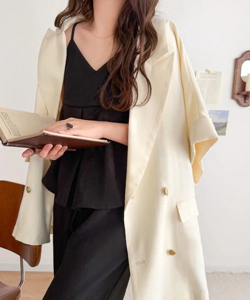 Classical Elf きちんと感も、抜け感も。夏に着られるテーラード。ショートスリーブオーバーサイズジャケット(半袖)商品画像-9