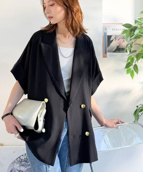 Classical Elf きちんと感も、抜け感も。夏に着られるテーラード。ショートスリーブオーバーサイズジャケット(半袖)商品画像-20