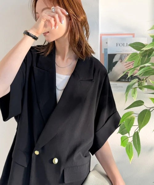Classical Elf きちんと感も、抜け感も。夏に着られるテーラード。ショートスリーブオーバーサイズジャケット（半袖）商品画像-23