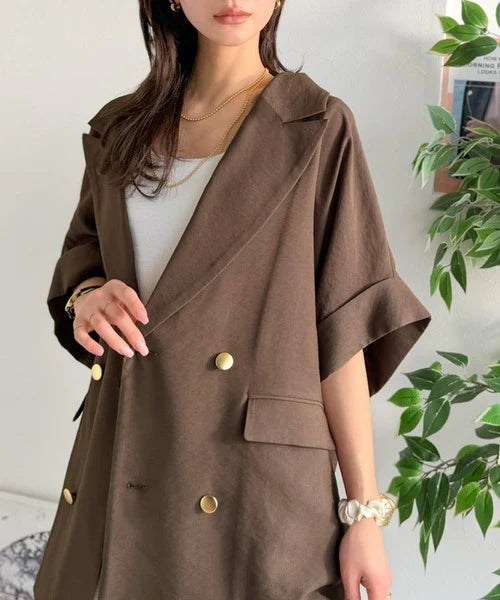 Classical Elf きちんと感も、抜け感も。夏に着られるテーラード。ショートスリーブオーバーサイズジャケット（半袖）商品画像-26