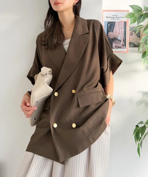 Classical Elf きちんと感も、抜け感も。夏に着られるテーラード。ショートスリーブオーバーサイズジャケット(半袖)商品画像-30