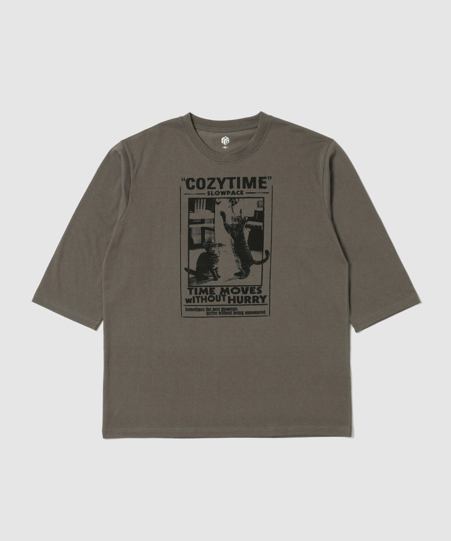 T-GRAPHICS シンプルプリント 7分袖Tシャツ メンズ