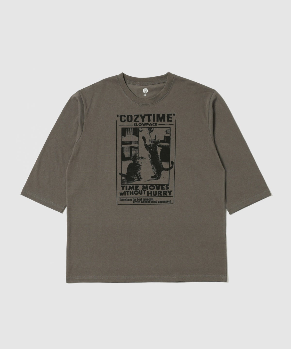 T-GRAPHICS シンプルプリント 7分袖Tシャツ メンズ