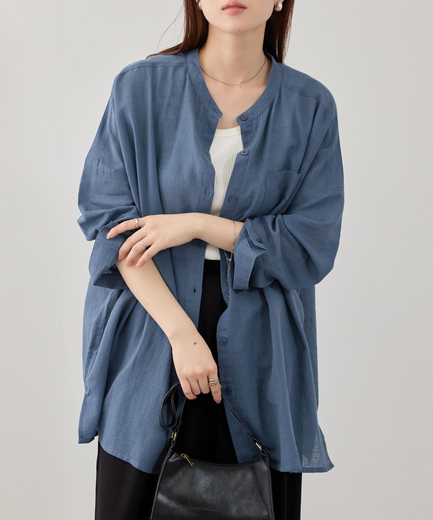Free Nature インドファブリック 綿麻ベーシックシャツ レディース