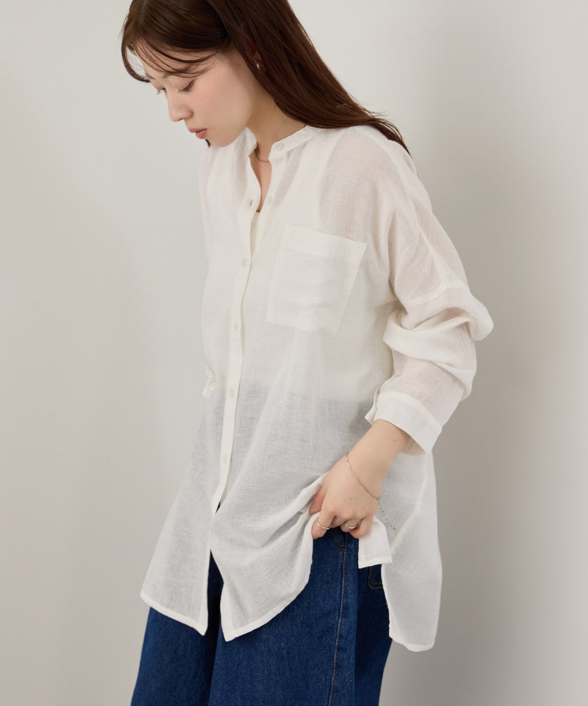 Free Nature インドファブリック 綿麻ベーシックシャツ レディース