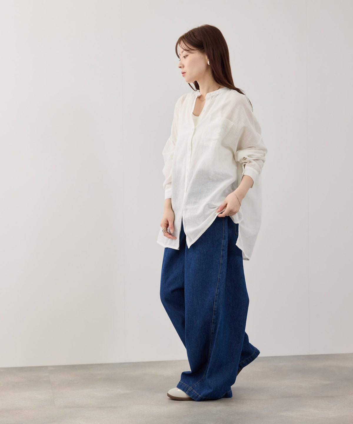 Free Nature インドファブリック 綿麻ベーシックシャツ レディース