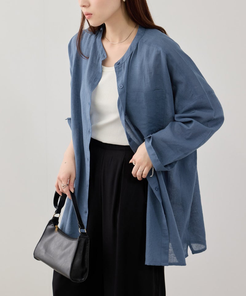 Free Nature  インドファブリック 綿麻ベーシックシャツ レディース商品画像-6