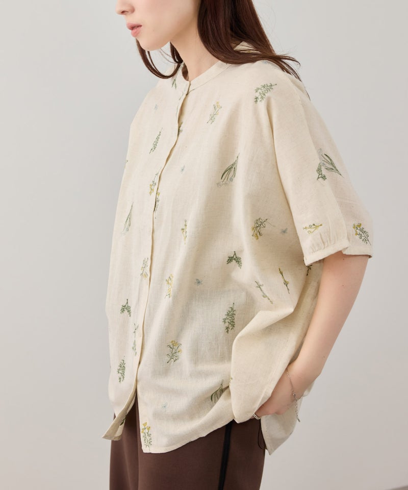 Free Nature  インドファブリック 刺繍バンドカラーブラウス レディース商品画像-2