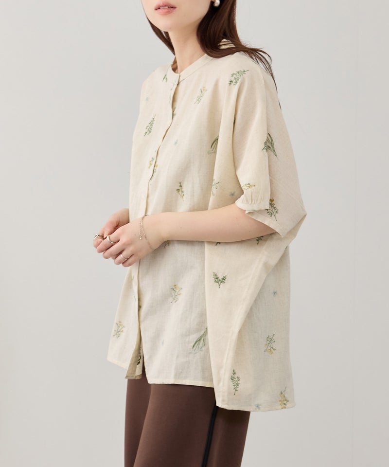 Free Nature インドファブリック 刺繍バンドカラーブラウス レディース商品画像-9