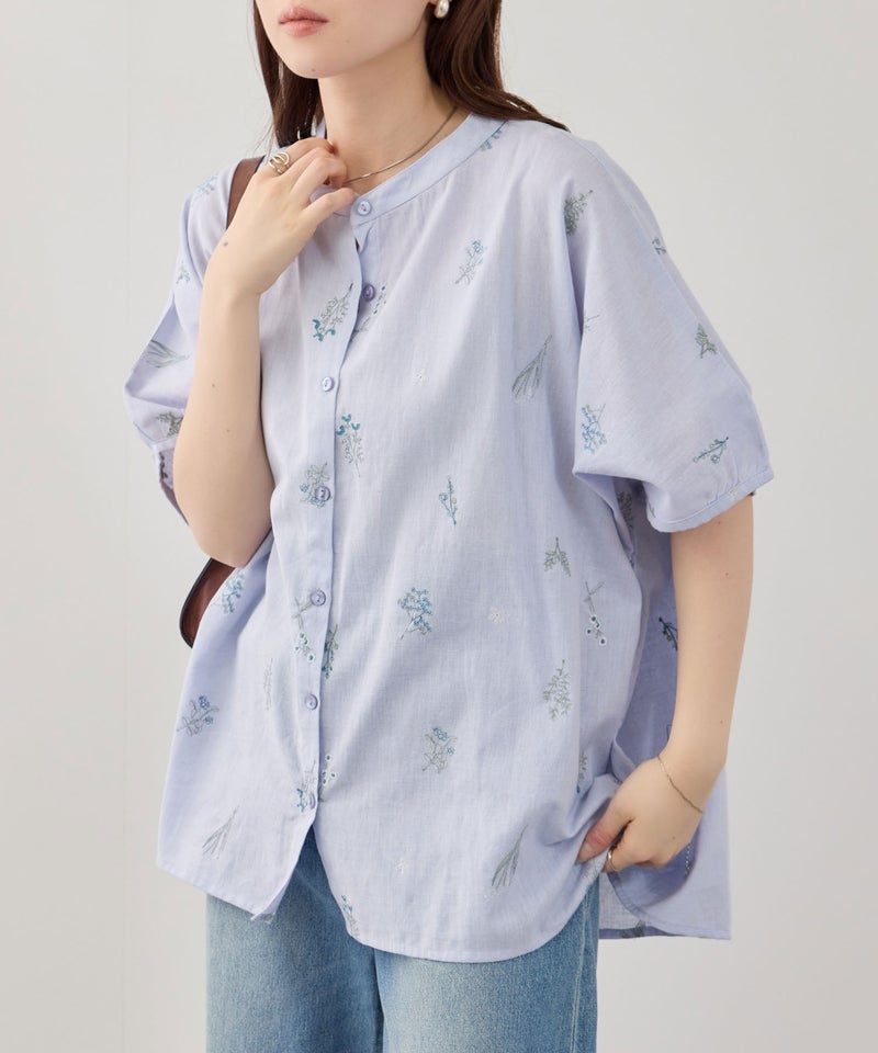 Free Nature インドファブリック 刺繍バンドカラーブラウス レディース商品画像-14