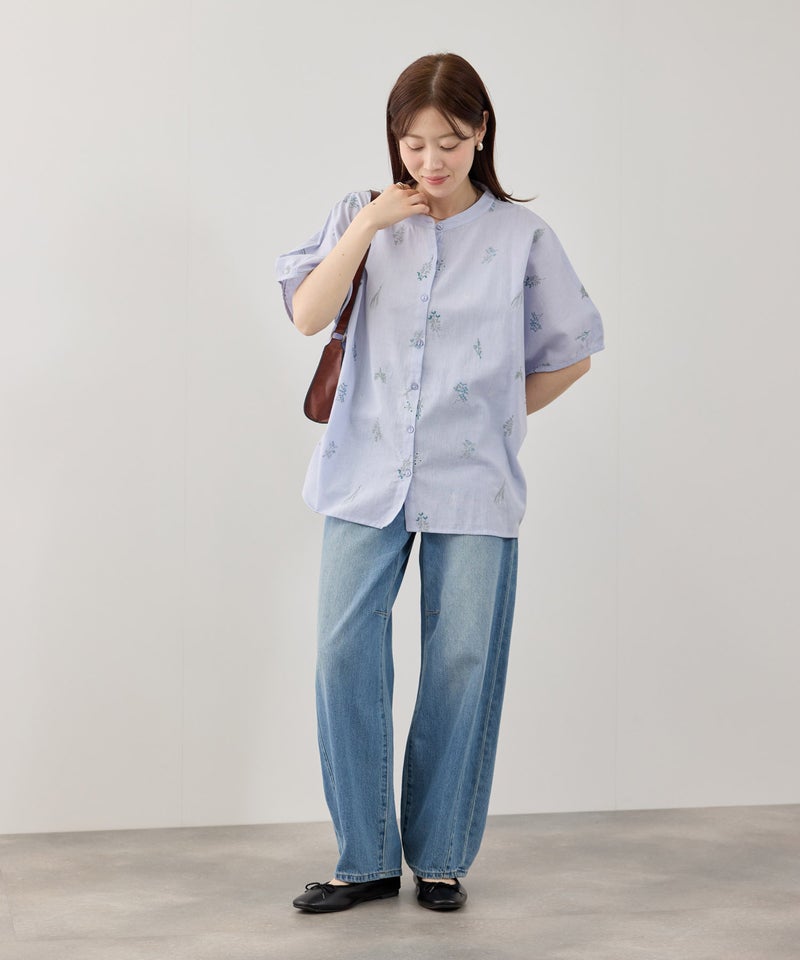 Free Nature  インドファブリック 刺繍バンドカラーブラウス レディース商品画像-15