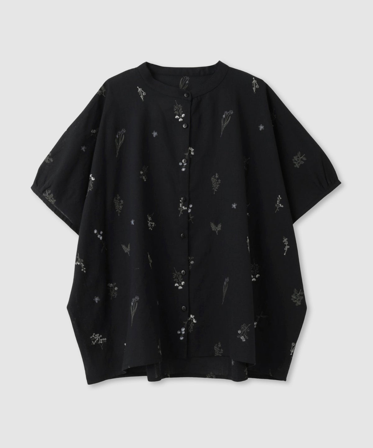 Free Nature インドファブリック 刺繍バンドカラーブラウス レディース