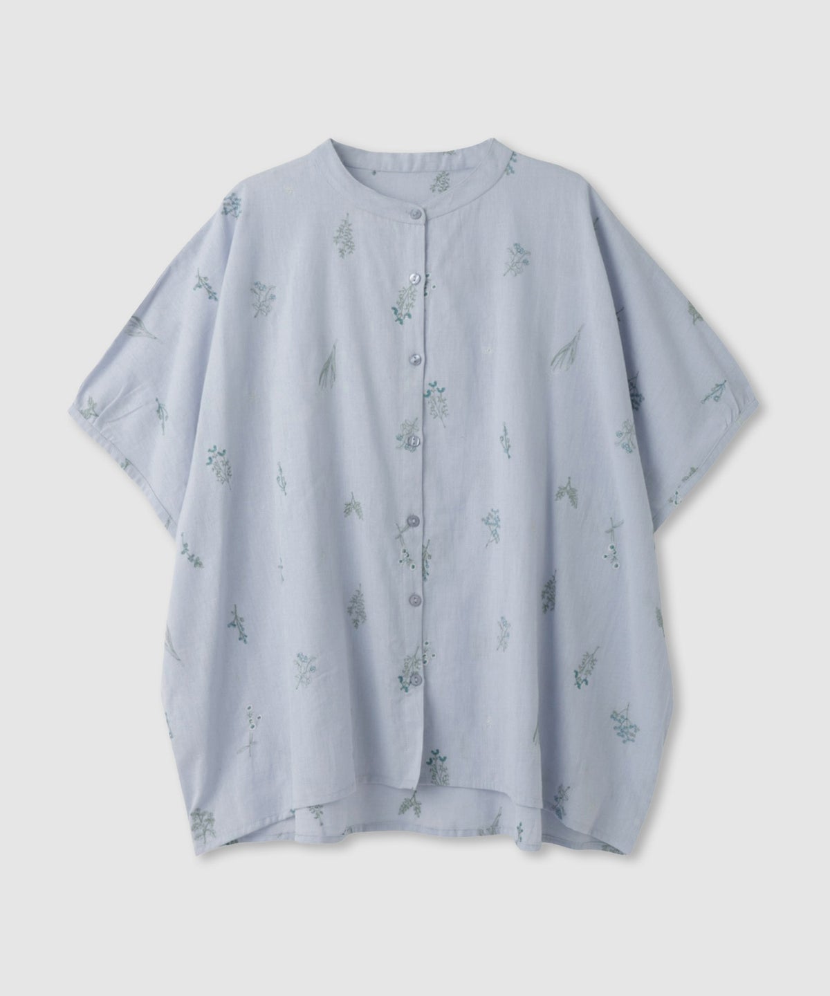 Free Nature インドファブリック 刺繍バンドカラーブラウス レディース