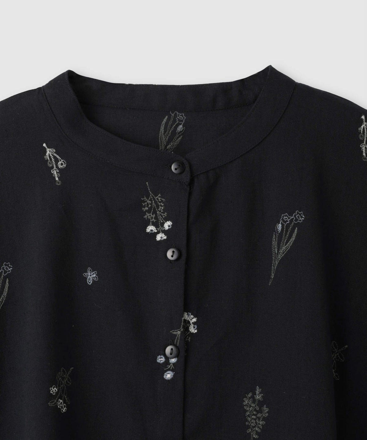 Free Nature インドファブリック 刺繍バンドカラーブラウス レディース