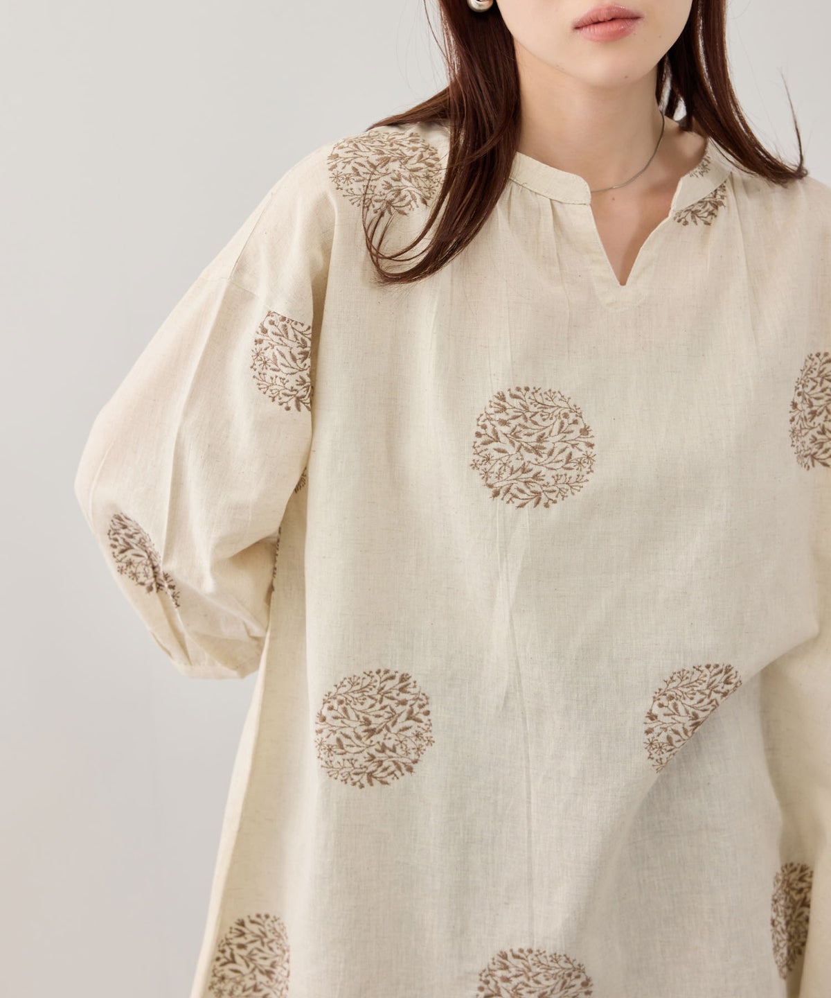 Free Nature インドファブリック 刺繍プルオーバー レディース