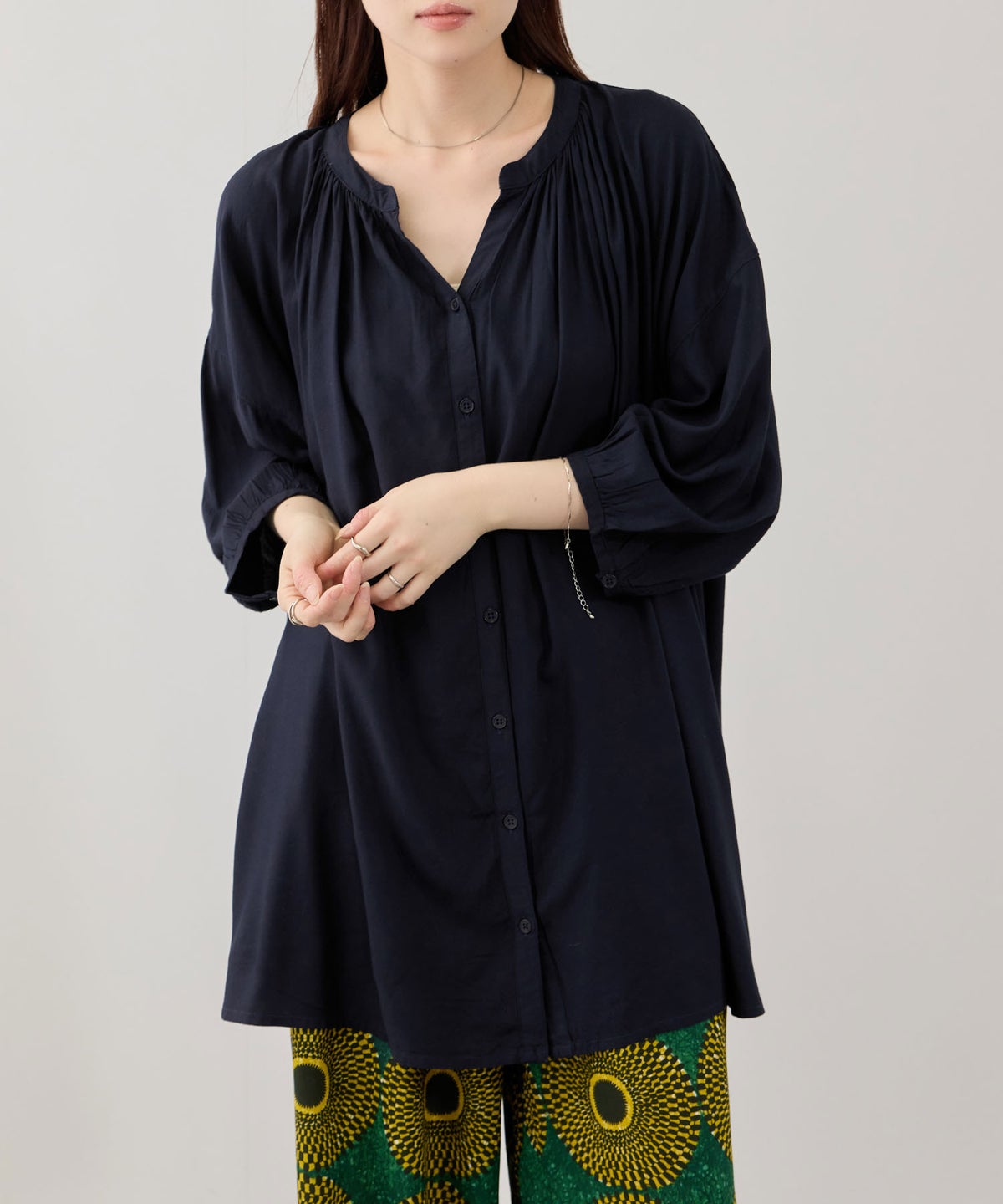 Free Nature インドファブリック 7分袖チュニック レディース