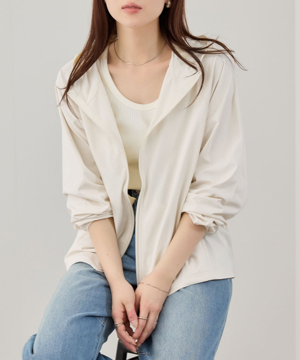 [期間限定価格]NAVY SARARI 天竺UVカットパーカー レディース