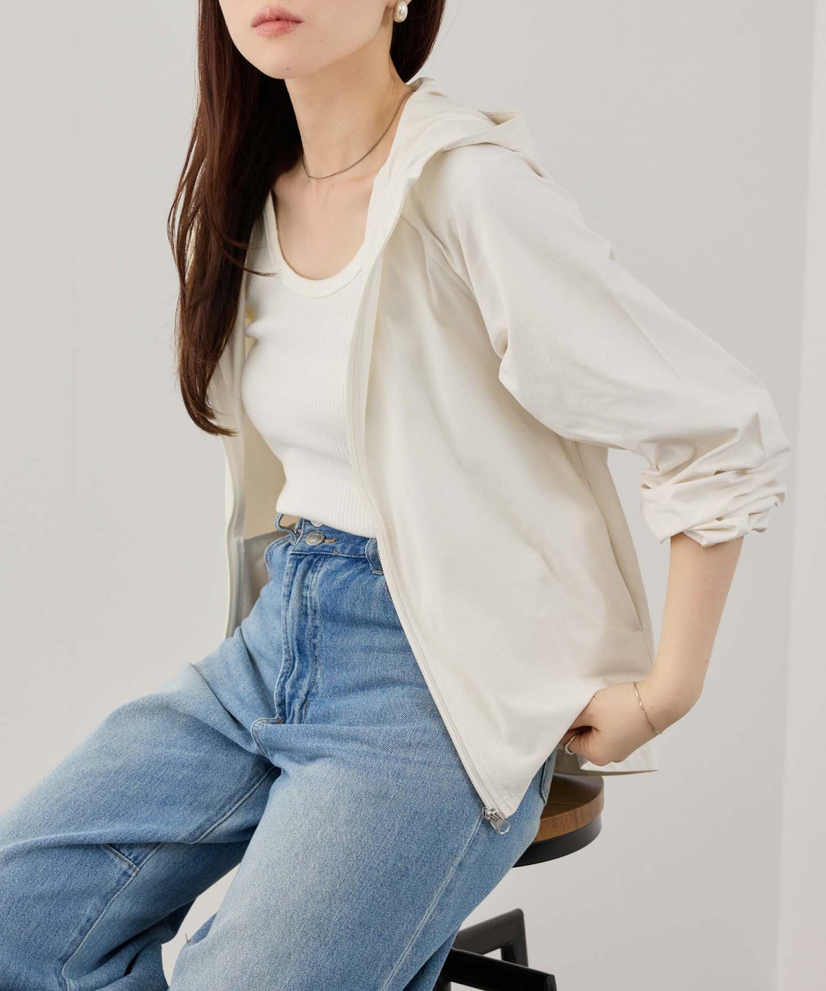 [期間限定価格]NAVY SARARI 天竺UVカットパーカー レディース