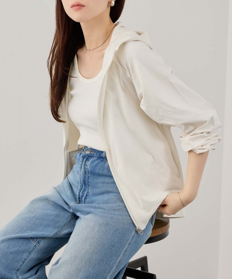 [期間限定価格]NAVY  SARARI 天竺UVカットパーカー レディース商品画像-9