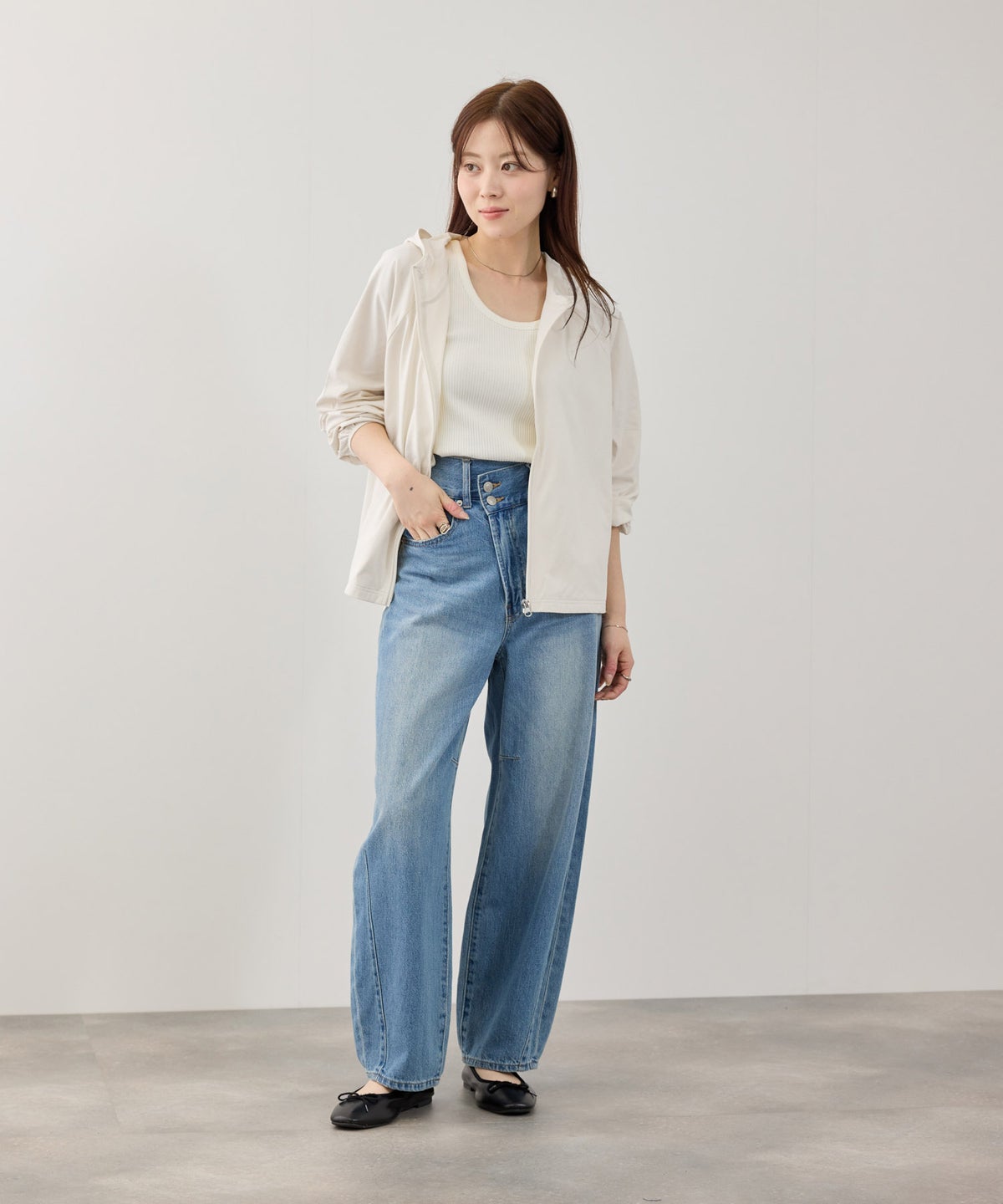 [期間限定価格]NAVY SARARI 天竺UVカットパーカー レディース