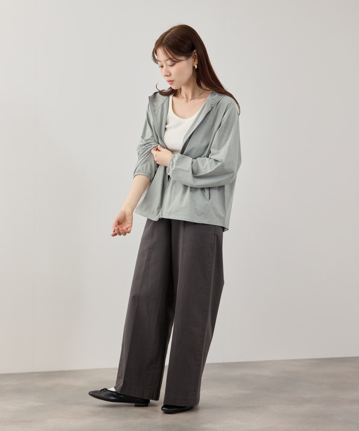 [期間限定価格]NAVY SARARI 天竺UVカットパーカー レディース