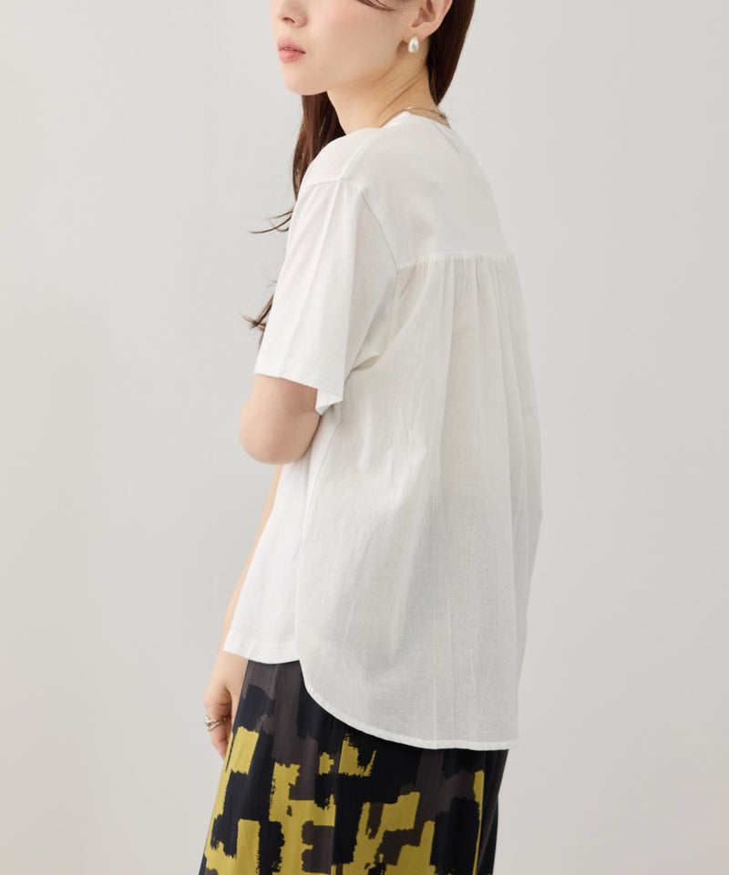 Free Nature インドファブリック バック切替Tシャツ レディース メール便 対応商品商品画像-1