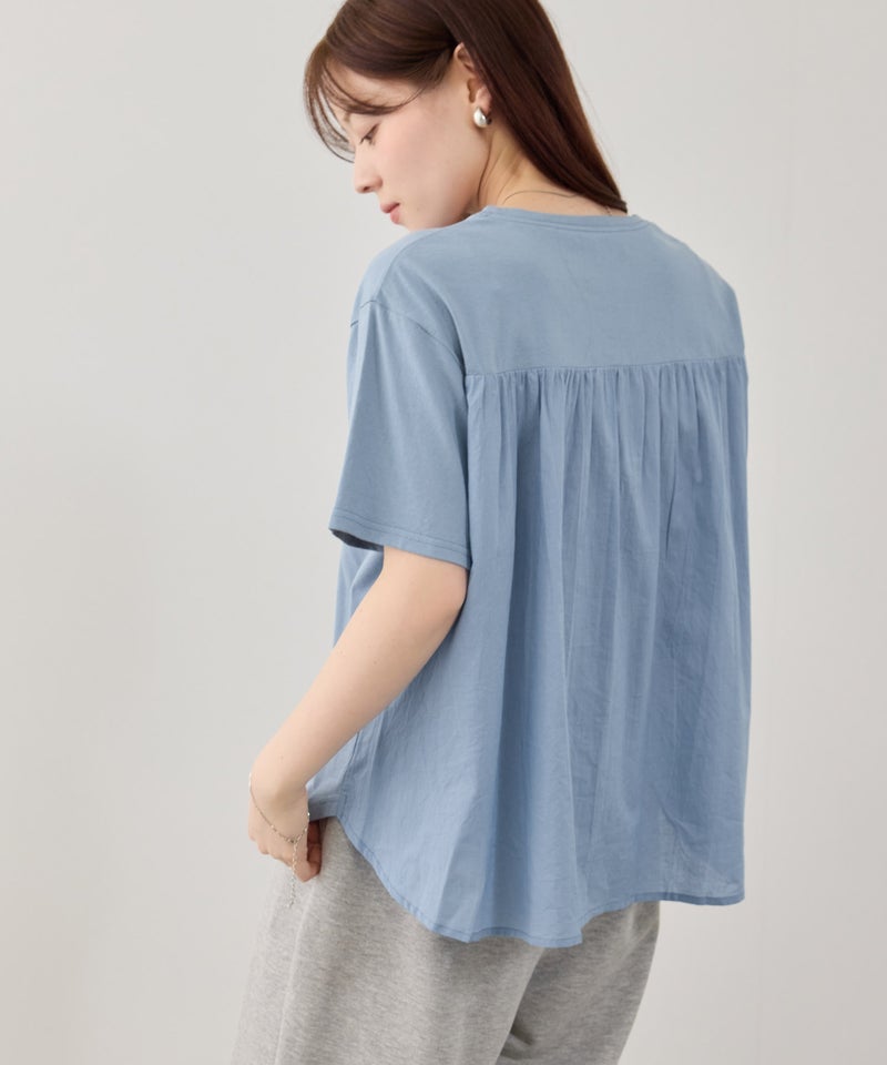 Free Nature  インドファブリック バック切替Tシャツ レディース メール便 対応商品商品画像-9